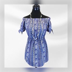 👗 BLUSH || Off-Shoulder Floral Mini-Dress-